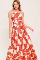 FIRST GLANCE RED WOVEN MIDI DRESS - Flying Tomato - Flyclothing LLC