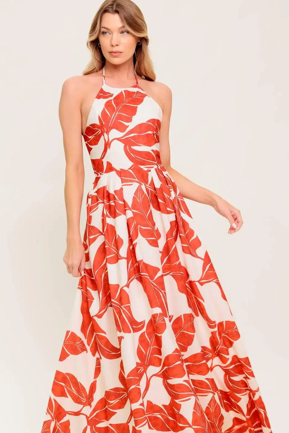FIRST GLANCE RED WOVEN MIDI DRESS - Flying Tomato - Flyclothing LLC