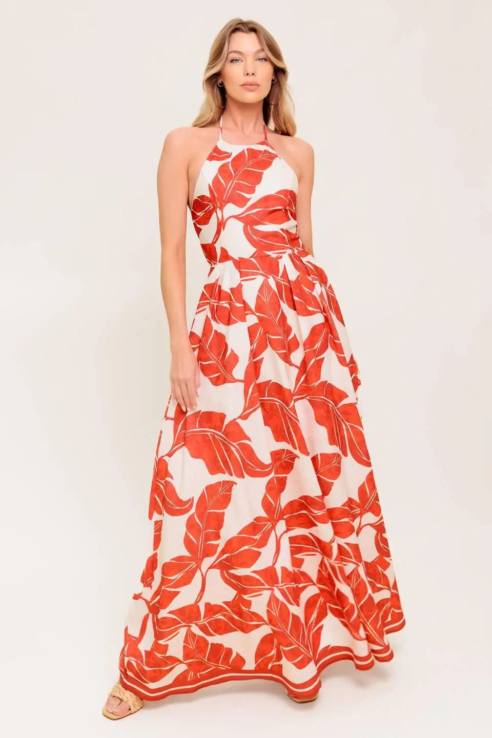 FIRST GLANCE RED WOVEN MIDI DRESS - Flying Tomato - Flyclothing LLC