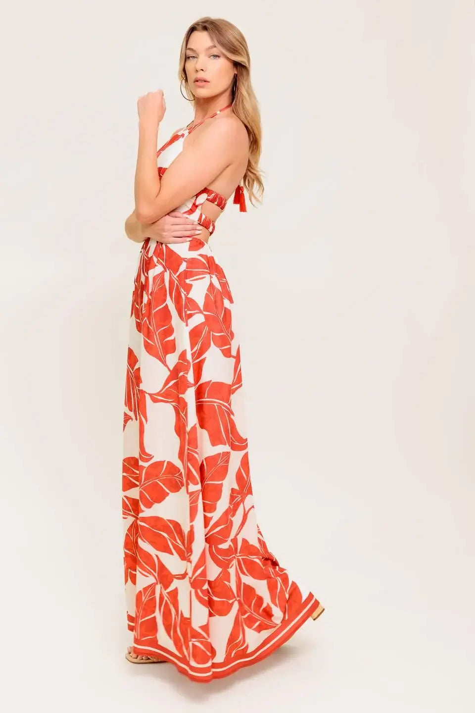 FIRST GLANCE RED WOVEN MIDI DRESS - Flying Tomato - Flyclothing LLC