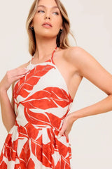 FIRST GLANCE RED WOVEN MIDI DRESS - Flying Tomato - Flyclothing LLC