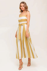 SOFT HORIZON TAUPE WOVEN MIDI DRESS - Flying Tomato - Flyclothing LLC