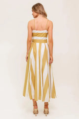SOFT HORIZON TAUPE WOVEN MIDI DRESS - Flying Tomato - Flyclothing LLC