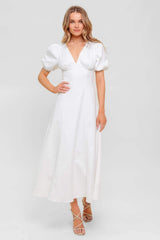 SECRET VINE GLOW WOVEN TWILL MIDI DRESS