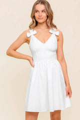 LOVABLE SPIRIT WHITE DENIM WOVEN MINI DRESS - Flying Tomato - Flyclothing LLC