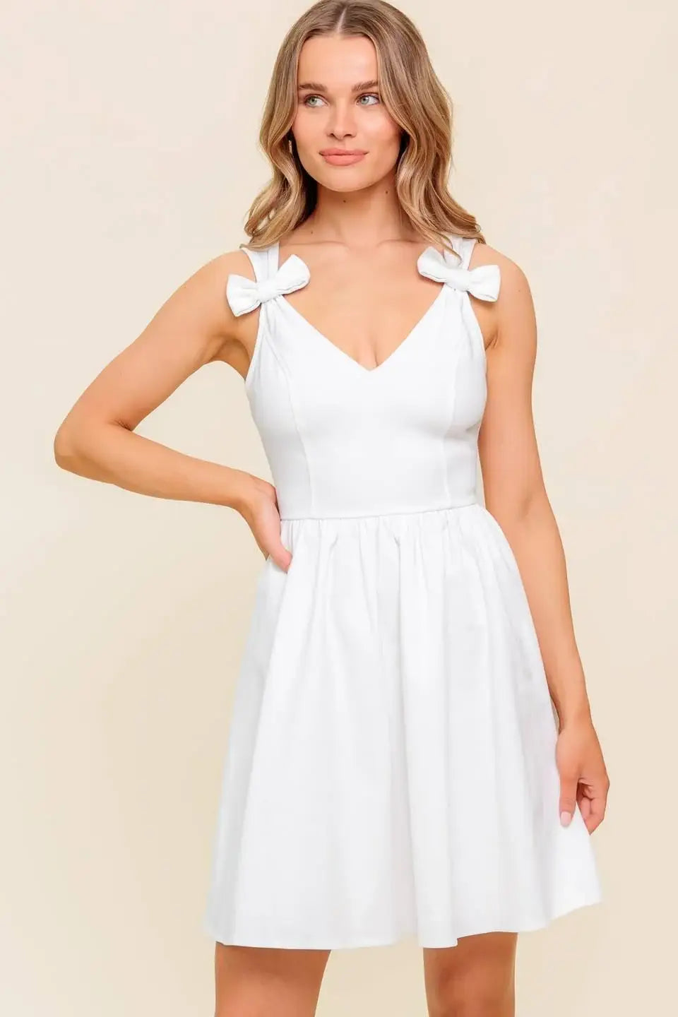 LOVABLE SPIRIT WHITE DENIM WOVEN MINI DRESS - Flying Tomato - Flyclothing LLC