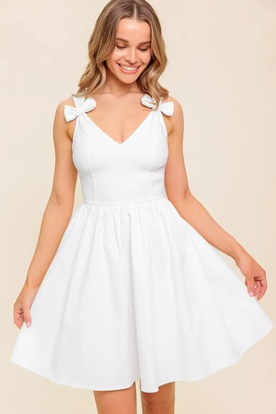 LOVABLE SPIRIT WHITE DENIM WOVEN MINI DRESS - Flying Tomato - Flyclothing LLC