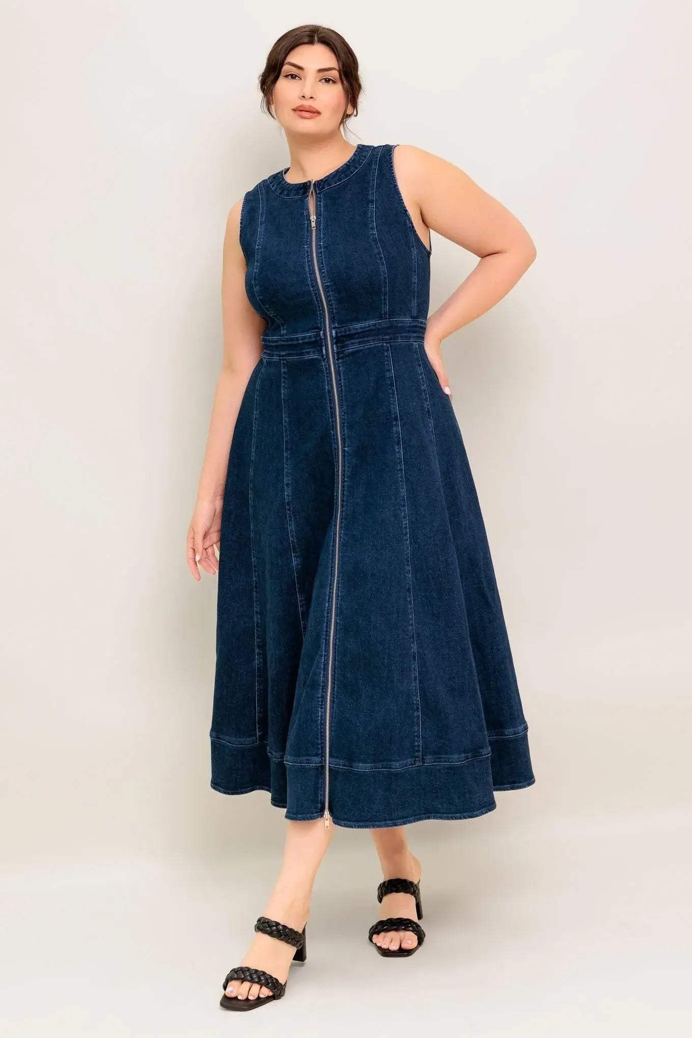 RAW BEAUTY DENIM MIDI DRESS - Flying Tomato - Flyclothing LLC