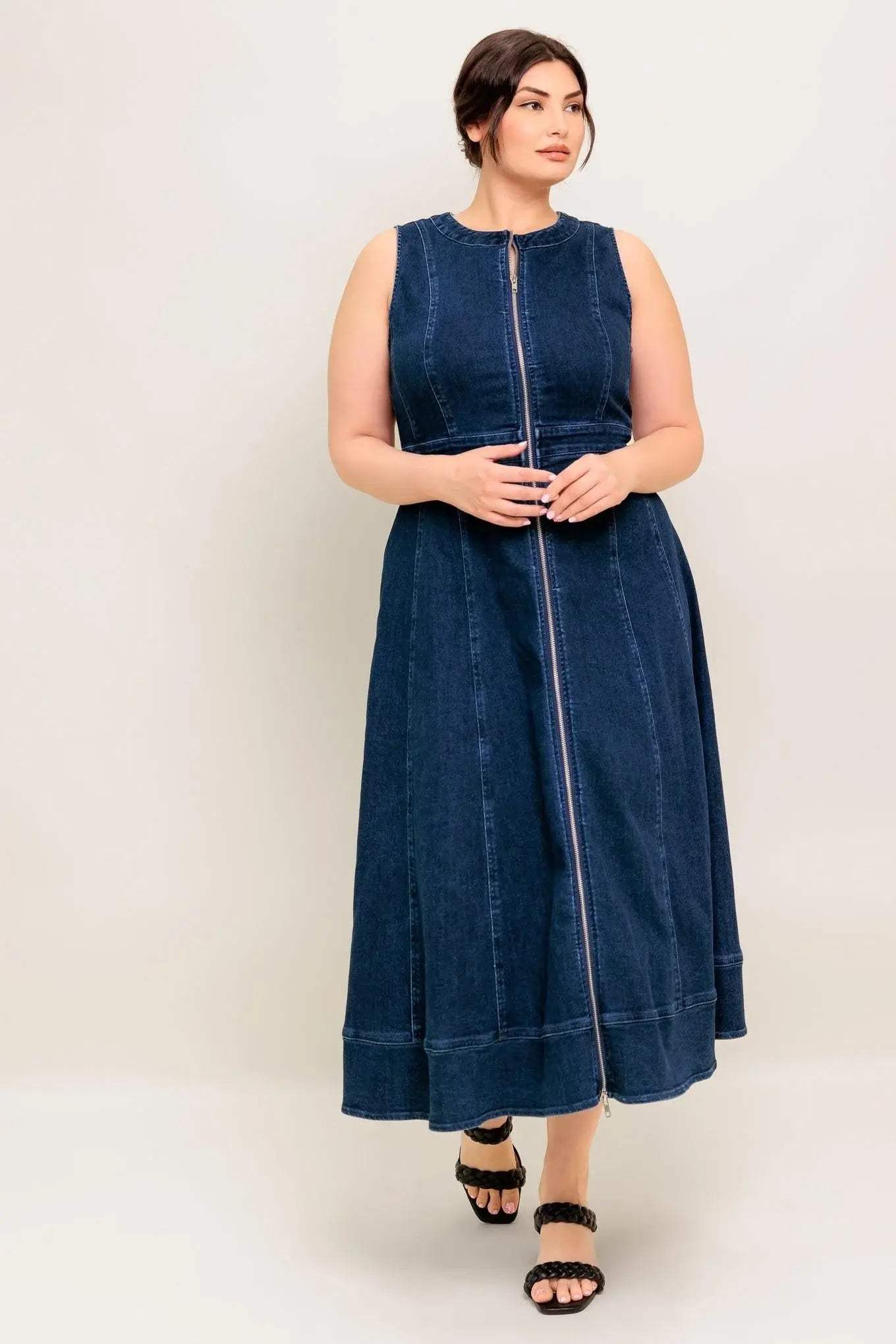 RAW BEAUTY DENIM MIDI DRESS - Flying Tomato - Flyclothing LLC