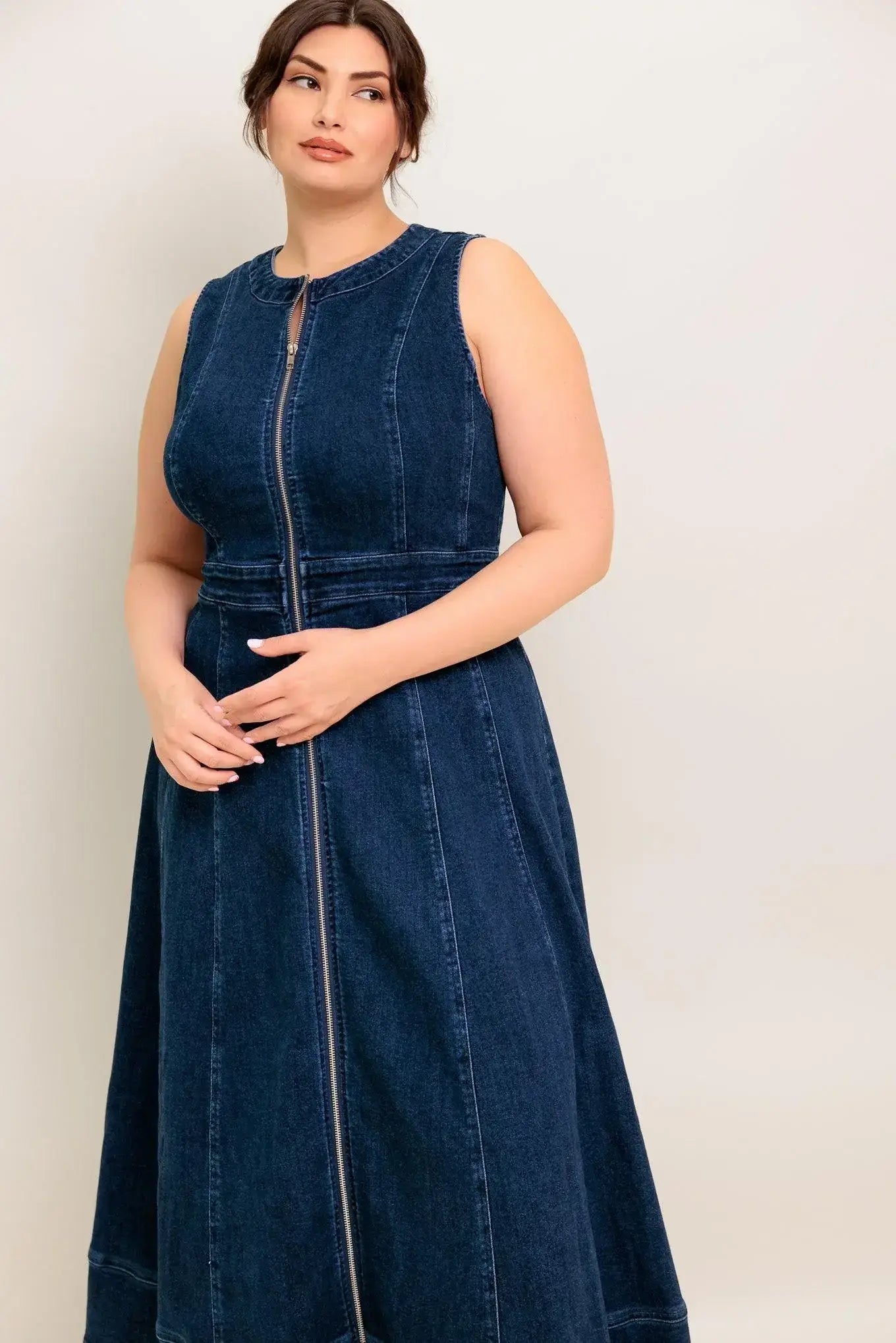 RAW BEAUTY DENIM MIDI DRESS - Flying Tomato - Flyclothing LLC