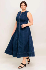 RAW BEAUTY DENIM MIDI DRESS - Flying Tomato - Flyclothing LLC