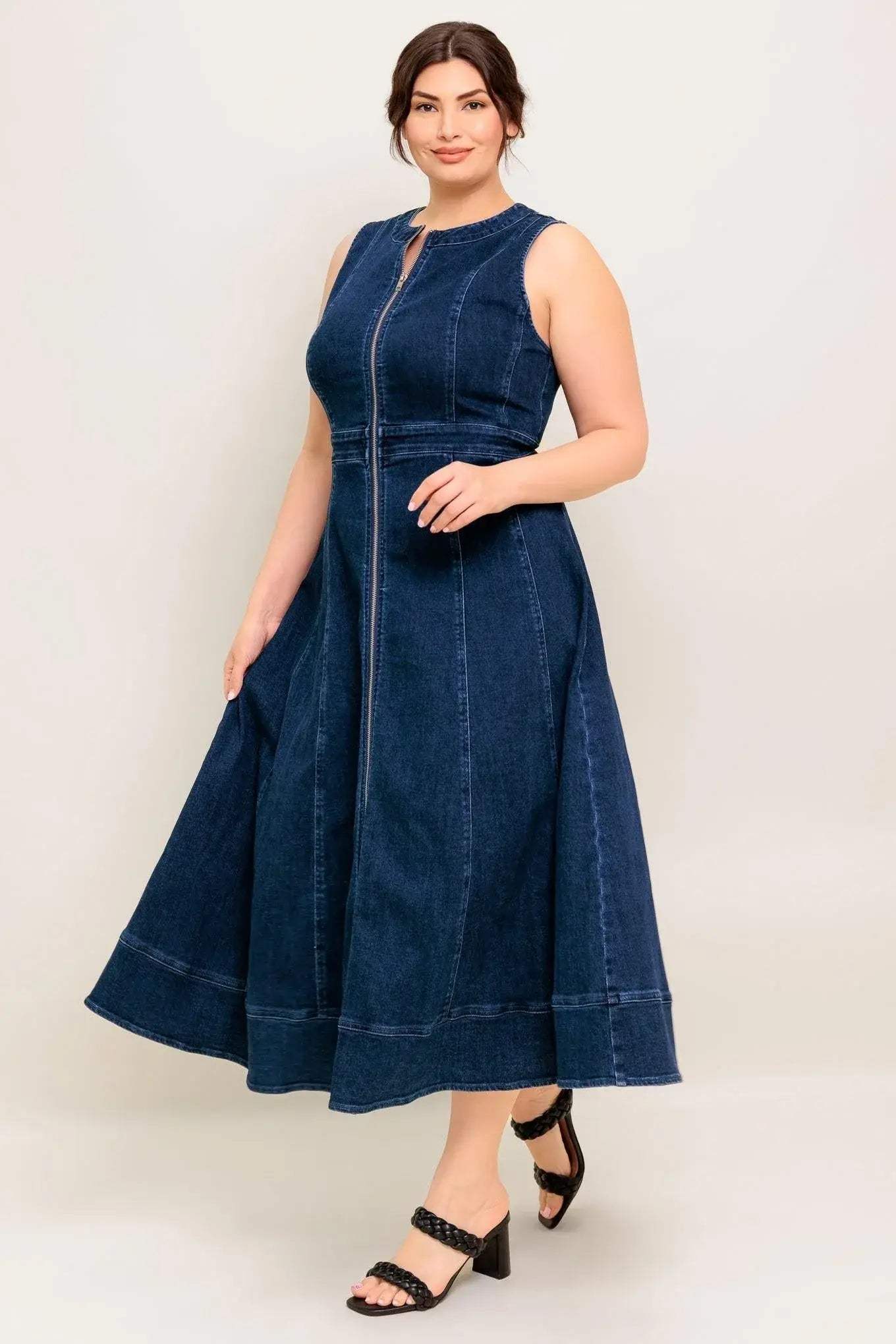 RAW BEAUTY DENIM MIDI DRESS - Flying Tomato - Flyclothing LLC