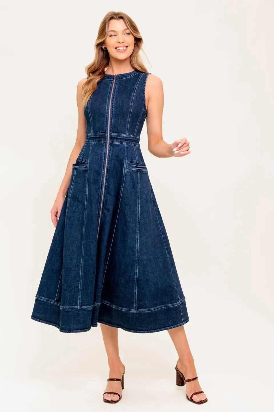 RAW BEAUTY DENIM MIDI DRESS - Flying Tomato - Flyclothing LLC