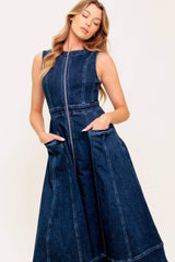 RAW BEAUTY DENIM MIDI DRESS - Flying Tomato - Flyclothing LLC