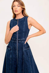 RAW BEAUTY DENIM MIDI DRESS - Flying Tomato - Flyclothing LLC