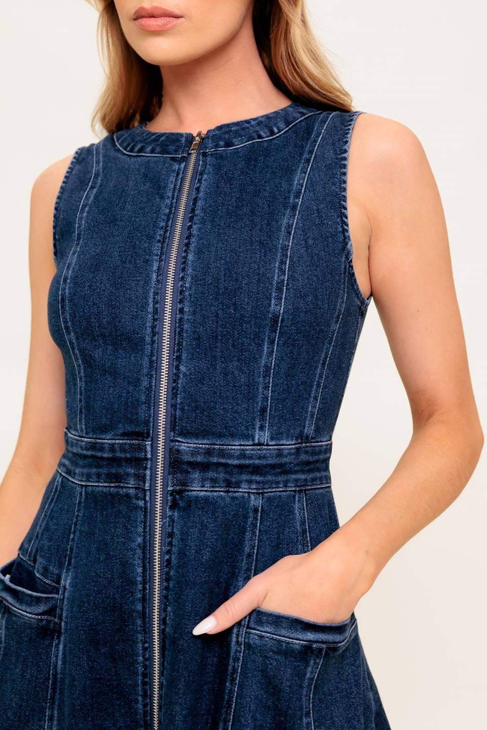 RAW BEAUTY DENIM MIDI DRESS - Flying Tomato - Flyclothing LLC