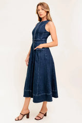 RAW BEAUTY DENIM MIDI DRESS - Flying Tomato - Flyclothing LLC