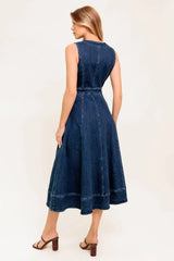 RAW BEAUTY DENIM MIDI DRESS - Flying Tomato - Flyclothing LLC