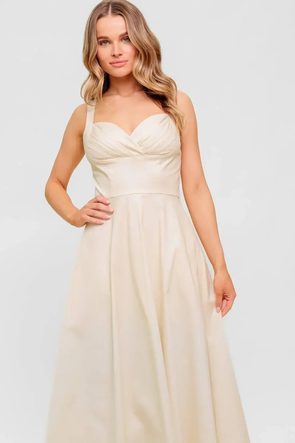 OCEAN SHEEN TENDER CREAM WOVEN MIDI DRESS - Flying Tomato - Flyclothing LLC