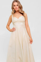 OCEAN SHEEN TENDER CREAM WOVEN MIDI DRESS - Flying Tomato - Flyclothing LLC