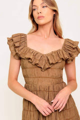 NATURAL BALANCE WOVEN MIDI DRESS - Flying Tomato - Flyclothing LLC