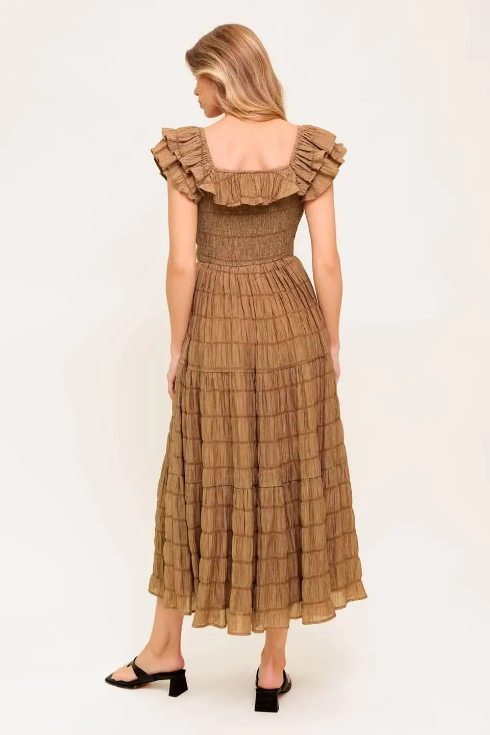 NATURAL BALANCE WOVEN MIDI DRESS - Flying Tomato - Flyclothing LLC