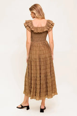 NATURAL BALANCE WOVEN MIDI DRESS - Flying Tomato - Flyclothing LLC