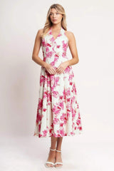 ROSY AFTERNOON WOVEN MIDI DRESS - Flying Tomato - Flyclothing LLC