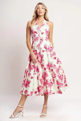 ROSY AFTERNOON WOVEN MIDI DRESS - Flying Tomato - Flyclothing LLC