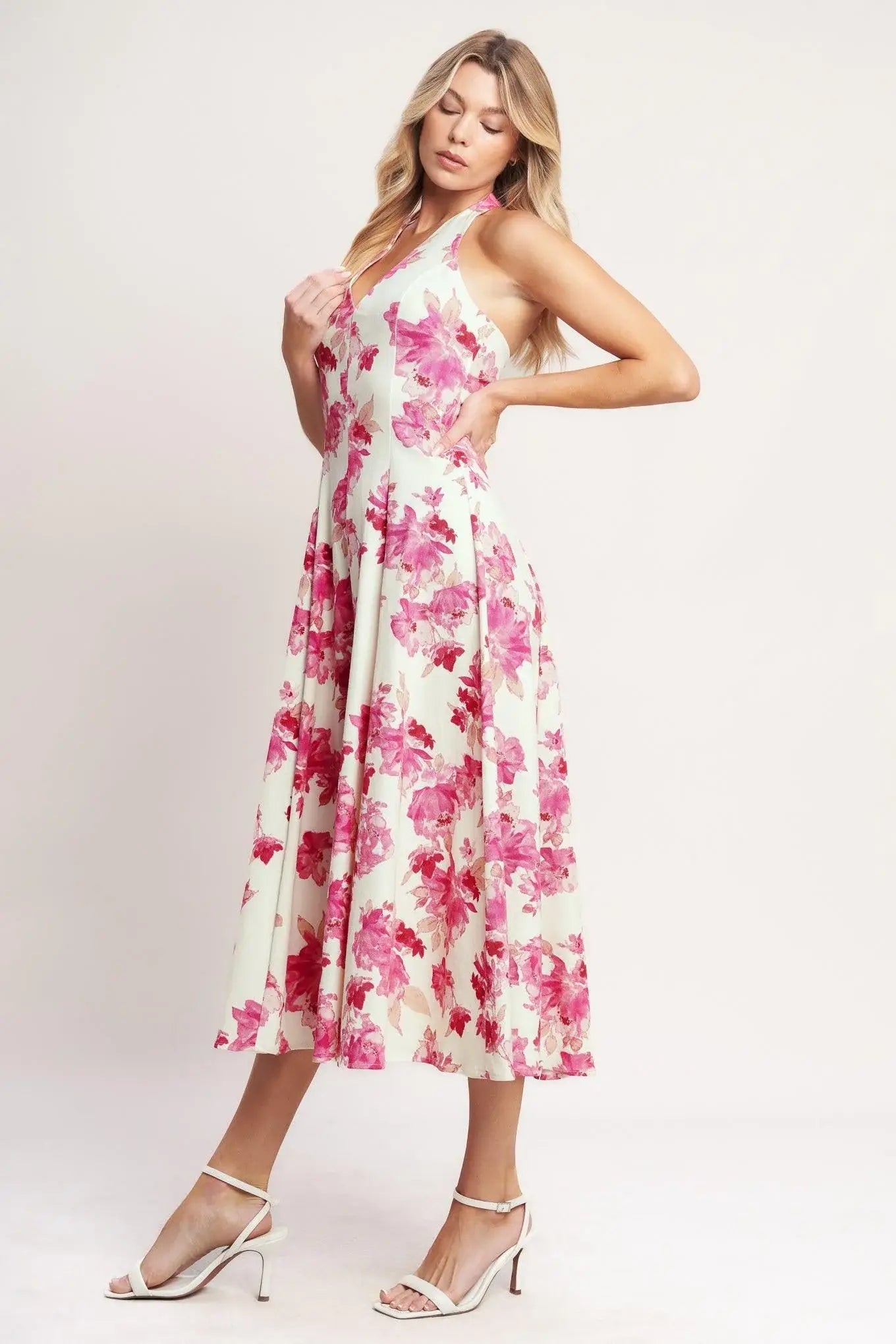ROSY AFTERNOON WOVEN MIDI DRESS - Flying Tomato - Flyclothing LLC