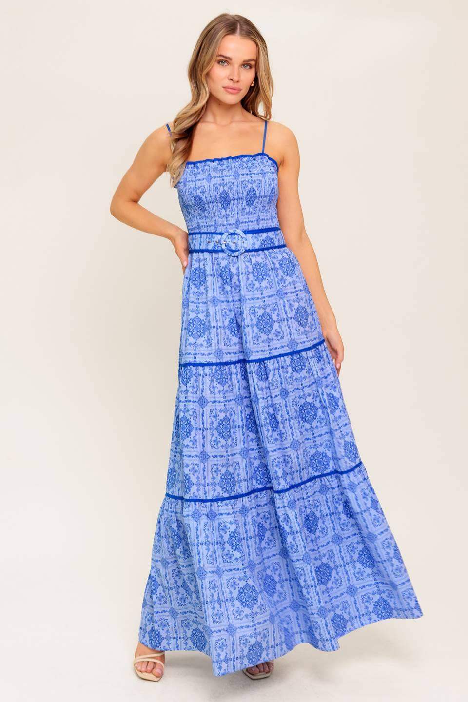 WAVES AND WHIMSY WOVEN MAXI DRESS - Flying Tomato - Flyclothing LLC