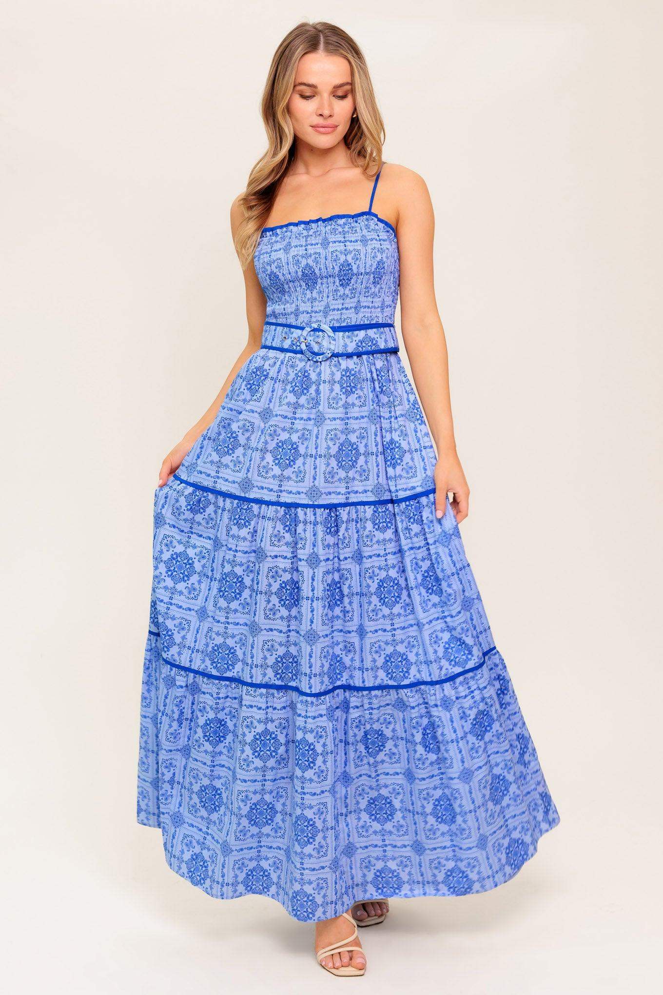 WAVES AND WHIMSY WOVEN MAXI DRESS - Flying Tomato - Flyclothing LLC