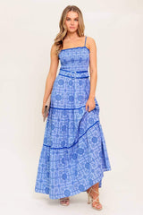 WAVES AND WHIMSY WOVEN MAXI DRESS - Flying Tomato - Flyclothing LLC