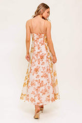 SANDSTONE PETAL WOVEN MIDI DRESS - Flying Tomato - Flyclothing LLC
