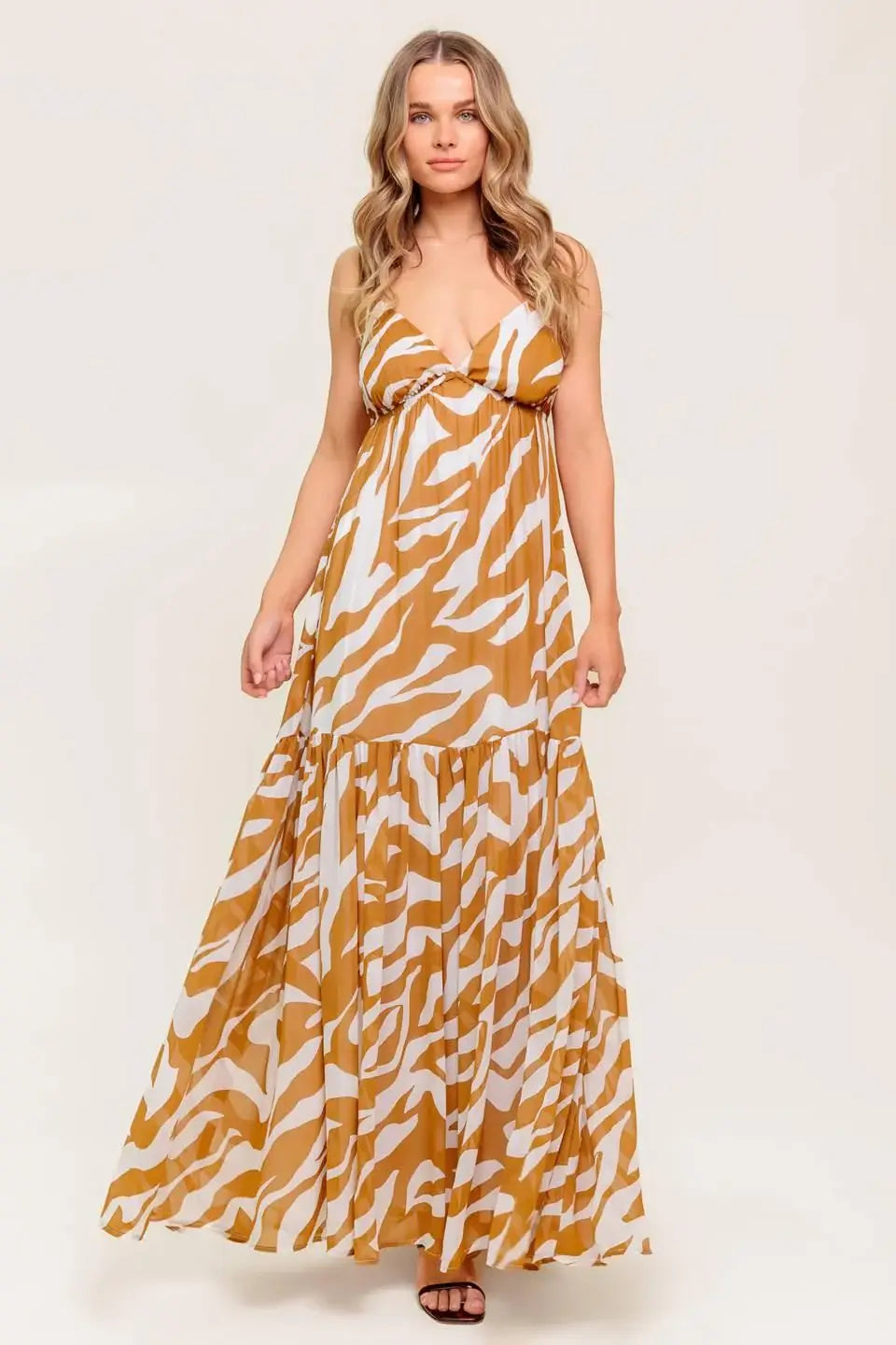 DEW KISS ALMOND WOVEN MAXI DRESS - Flying Tomato - Flyclothing LLC