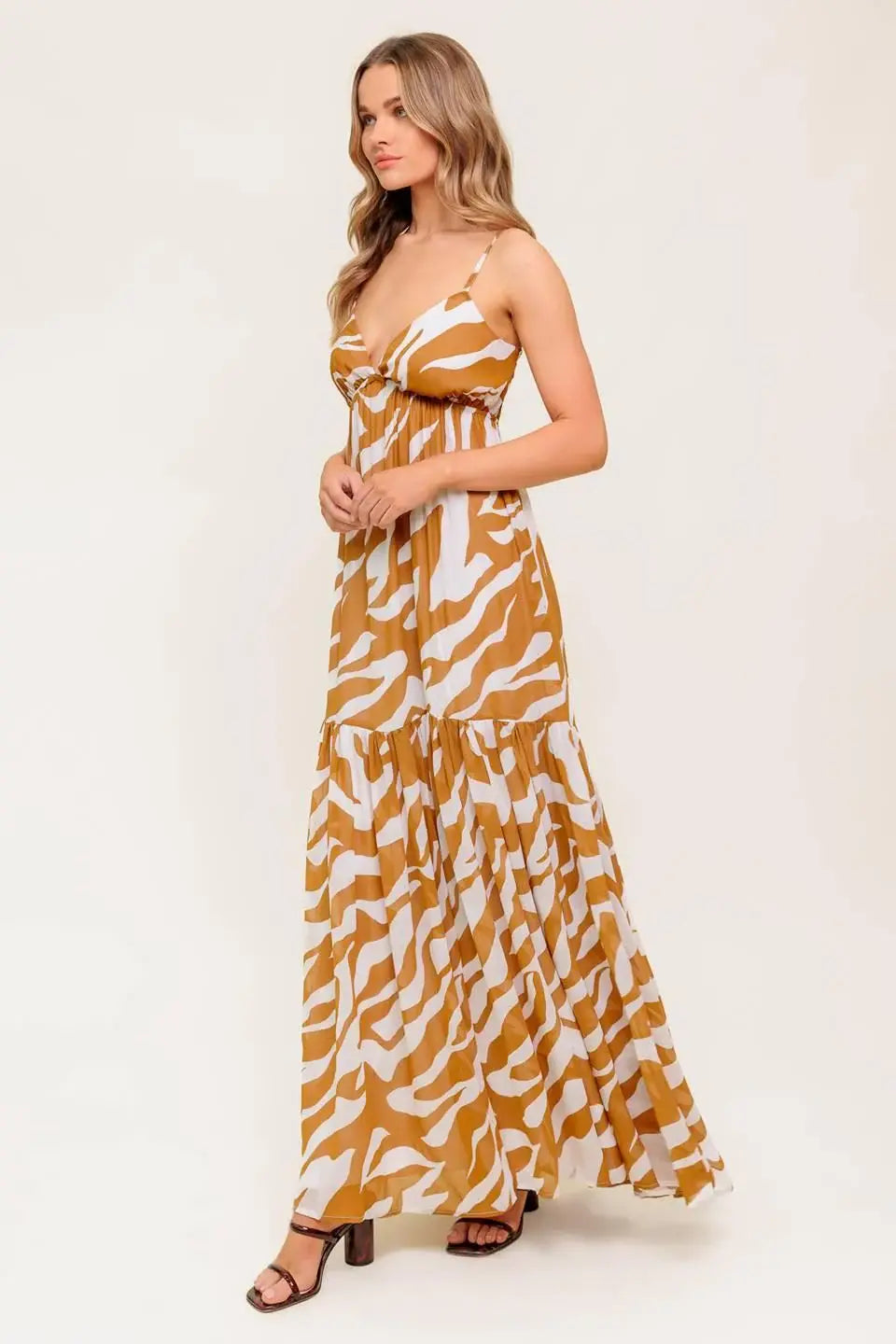 DEW KISS ALMOND WOVEN MAXI DRESS - Flying Tomato - Flyclothing LLC