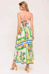FLORAL HARMONY WOVEN MIDI DRESS - Flying Tomato - Flyclothing LLC