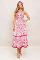 ROSÉ GARDEN WOVEN MIDI DRESS - Flying Tomato - Flyclothing LLC