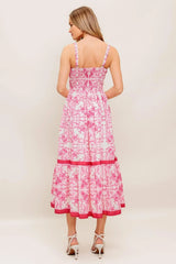 ROSÉ GARDEN WOVEN MIDI DRESS - Flying Tomato - Flyclothing LLC