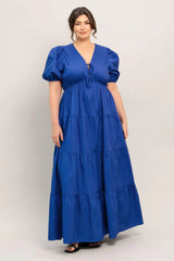 SUMMER GLOW ROYAL BLUE WOVEN MAXI DRESS - Flying Tomato - Flyclothing LLC
