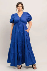 SUMMER GLOW ROYAL BLUE WOVEN MAXI DRESS - Flying Tomato - Flyclothing LLC