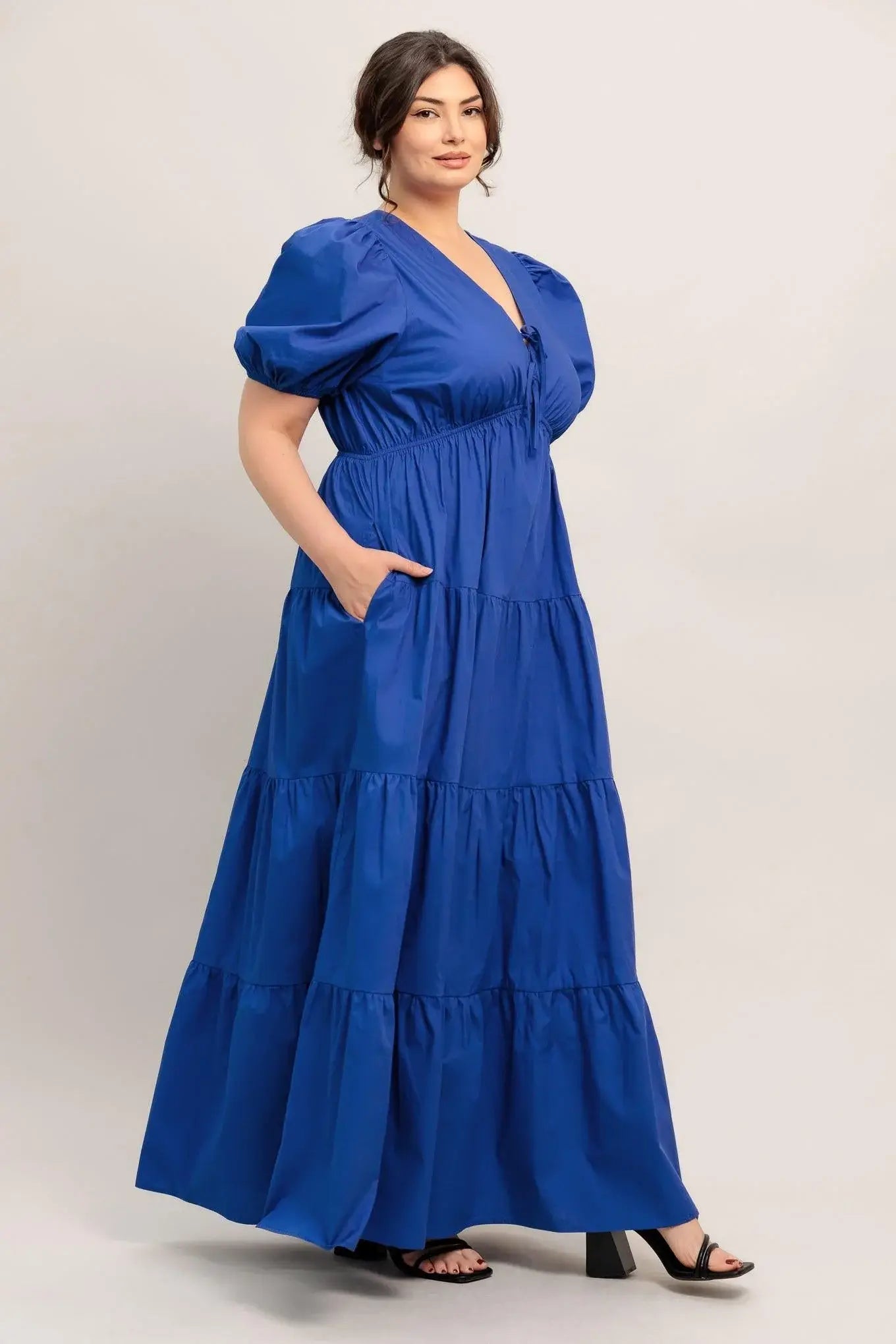 SUMMER GLOW ROYAL BLUE WOVEN MAXI DRESS - Flying Tomato - Flyclothing LLC