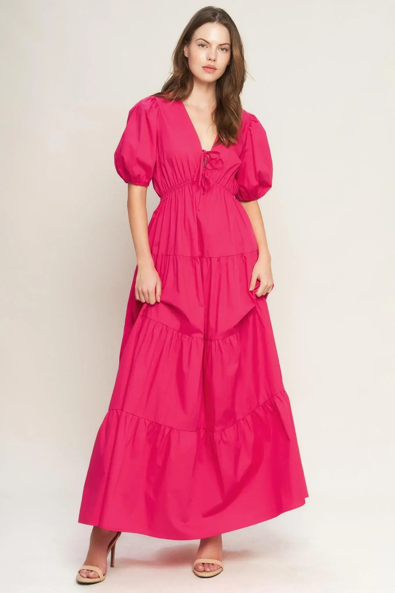 SUMMER GLOW FUCHSIA WOVEN MAXI DRESS - Flying Tomato - Flyclothing LLC