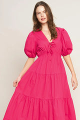 SUMMER GLOW FUCHSIA WOVEN MAXI DRESS - Flying Tomato - Flyclothing LLC