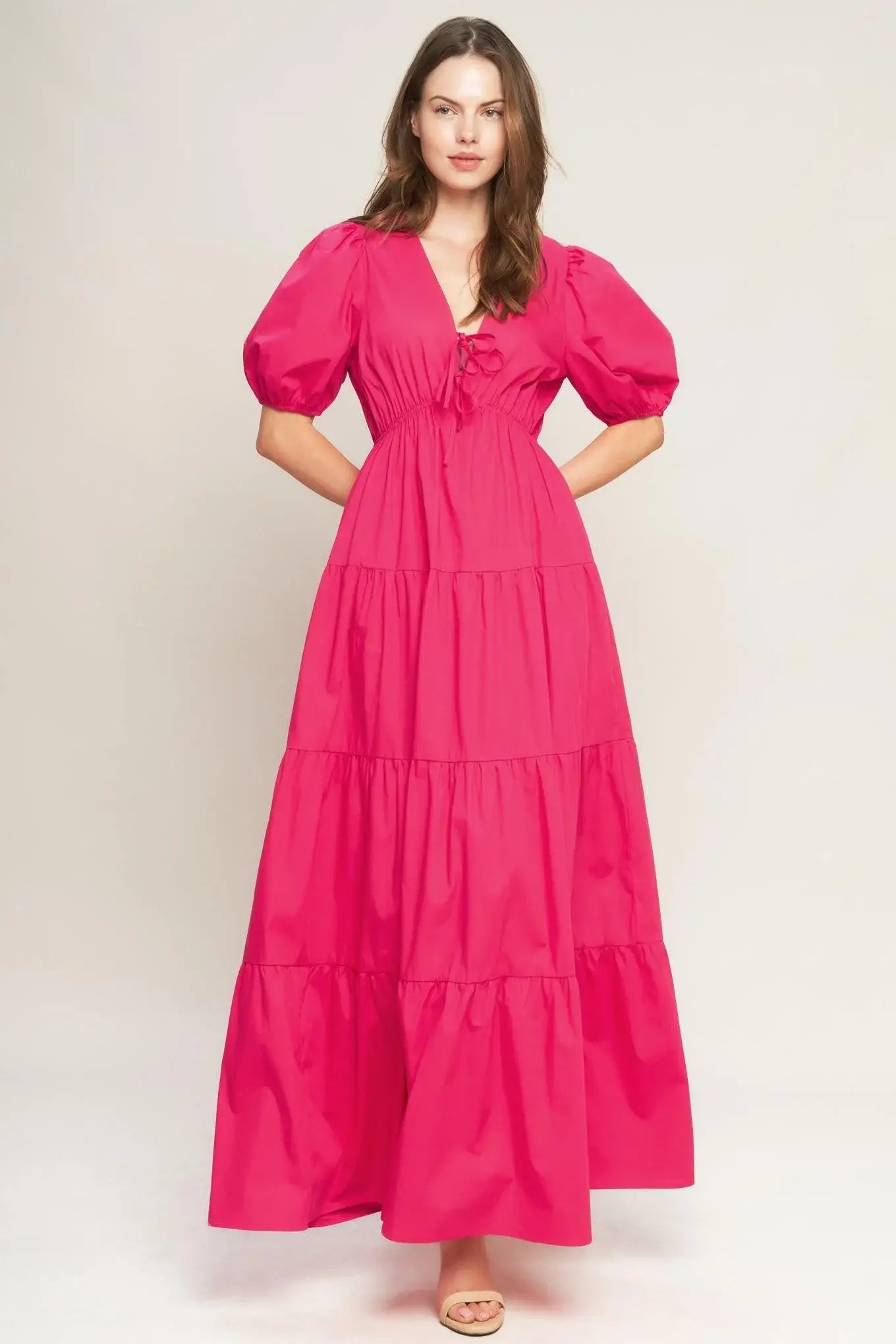 SUMMER GLOW FUCHSIA WOVEN MAXI DRESS - Flying Tomato - Flyclothing LLC