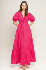 SUMMER GLOW FUCHSIA WOVEN MAXI DRESS - Flying Tomato - Flyclothing LLC