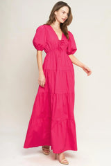 SUMMER GLOW FUCHSIA WOVEN MAXI DRESS - Flying Tomato - Flyclothing LLC