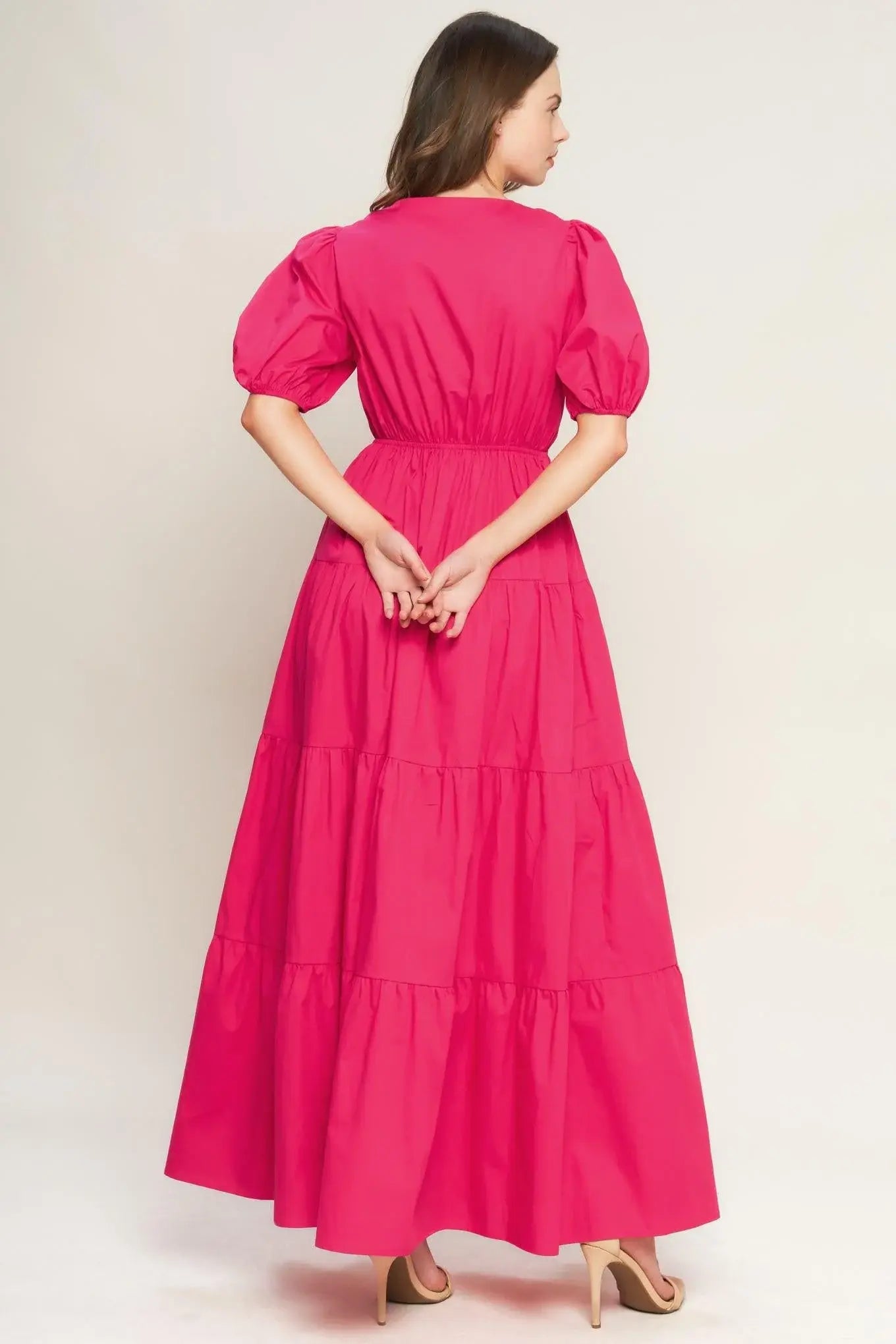 SUMMER GLOW FUCHSIA WOVEN MAXI DRESS - Flying Tomato - Flyclothing LLC