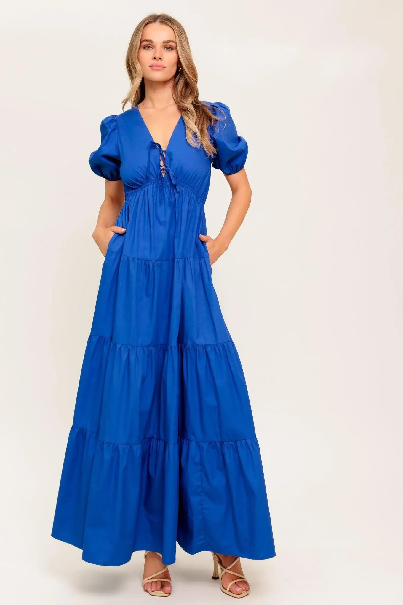 SUMMER GLOW ROYAL BLUE WOVEN MAXI DRESS - Flying Tomato - Flyclothing LLC