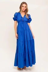 SUMMER GLOW ROYAL BLUE WOVEN MAXI DRESS - Flying Tomato - Flyclothing LLC
